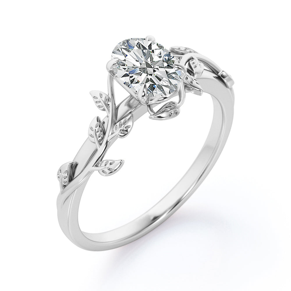 Nature Inspired 1 Carat Oval Cut Moissanite Engagement Ring