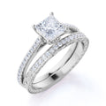 Vintage 1.25 ct Princess Cut Moissanite Filigree Bridal Set