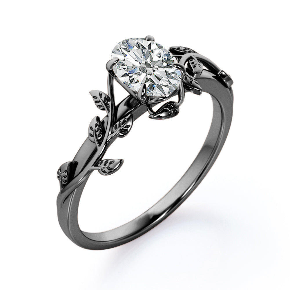 Nature Inspired 1 Carat Oval Cut Moissanite Engagement Ring