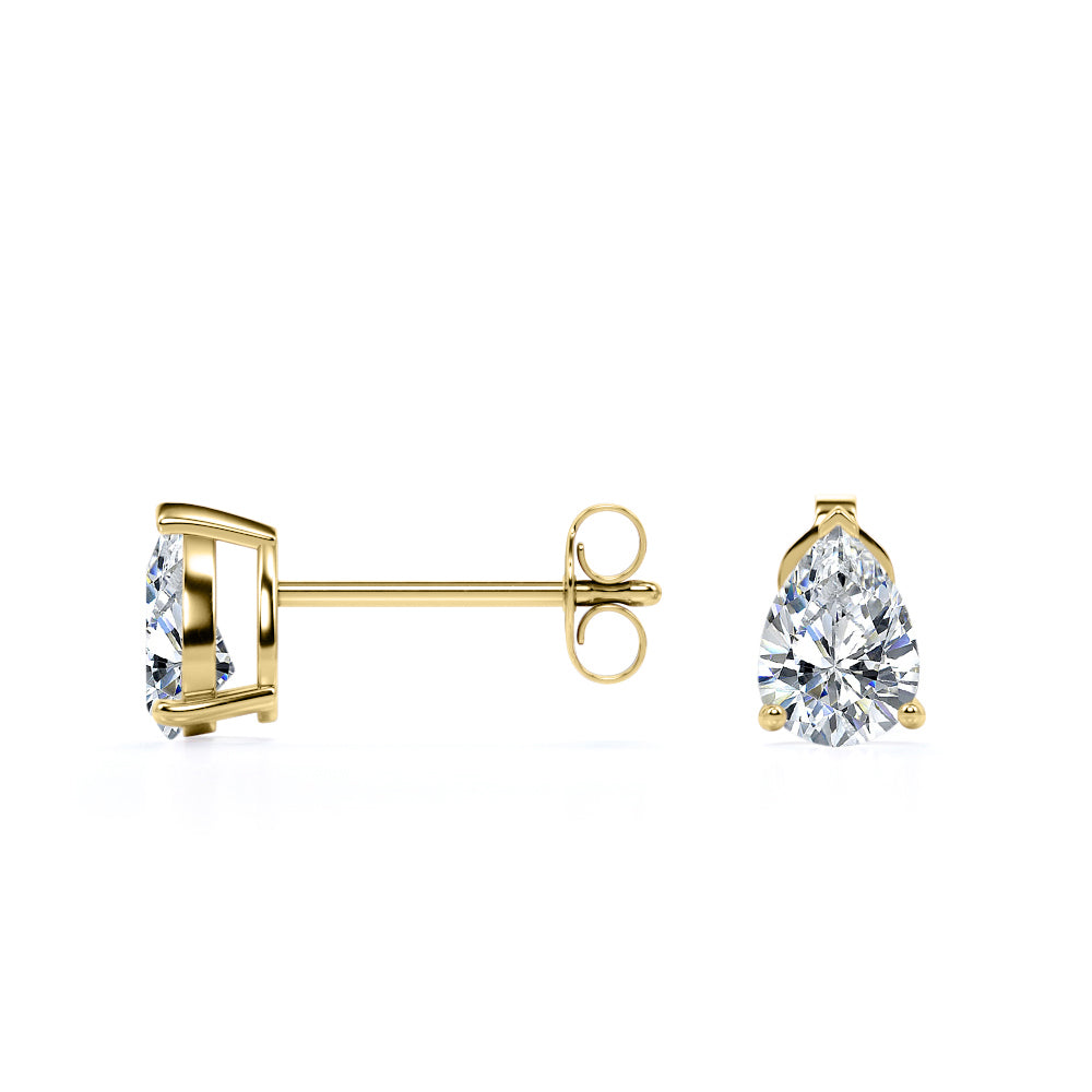 JeenMata 2 Carat Pear Cut Moissanite Minimalist Solitaire Stud Earrings