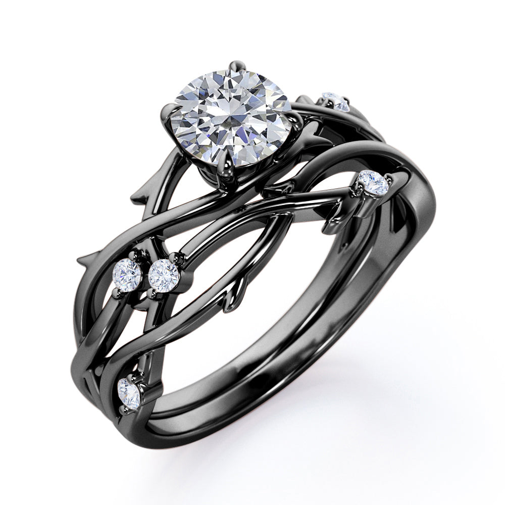 Twisted Twig 0.55 ct Round Moissanite Bridal Set