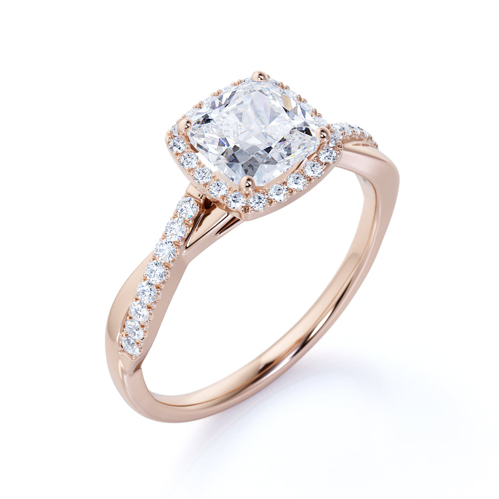 Halo 1.50 Carat Cushion Cut Moissanite Engagement Ring