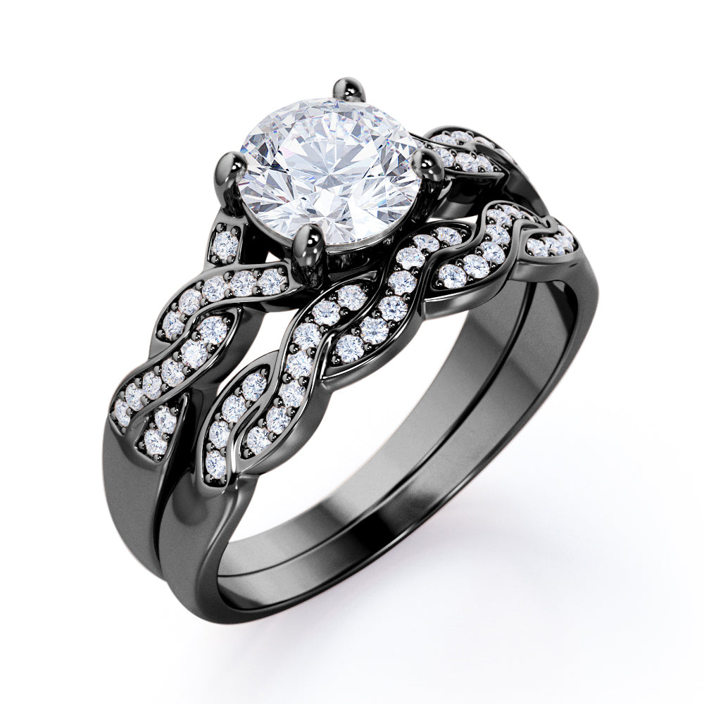 Infinity 1.50 Carat Round Cut Moissanite Wedding Ring Set