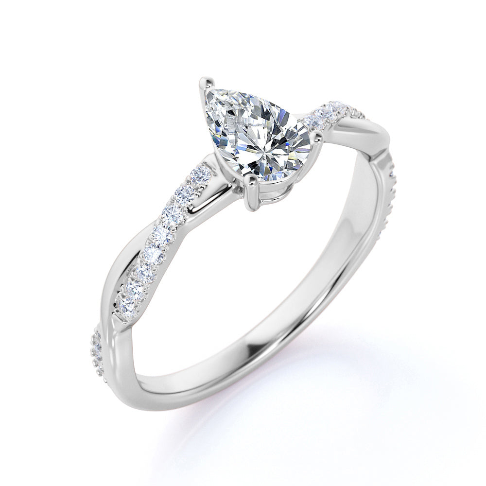 Teardrop 1.75 Carat Moissanite Infinity Engagement Ring