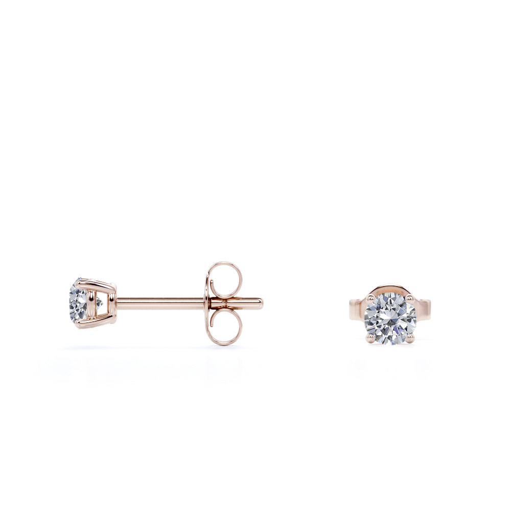 JeenMata 4 Prong 0.5 Carat Round Shaped Moissanite Solitaire Stud Earrings in 18k Rose Gold Plating for Women