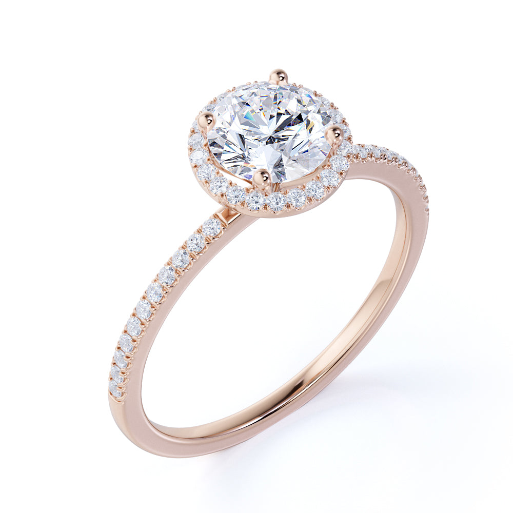 Classic 1.50 Carat Round Cut Moissanite Halo Engagement Ring