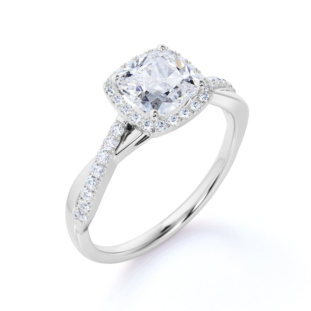 Halo 1.50 Carat Cushion Cut Moissanite Engagement Ring