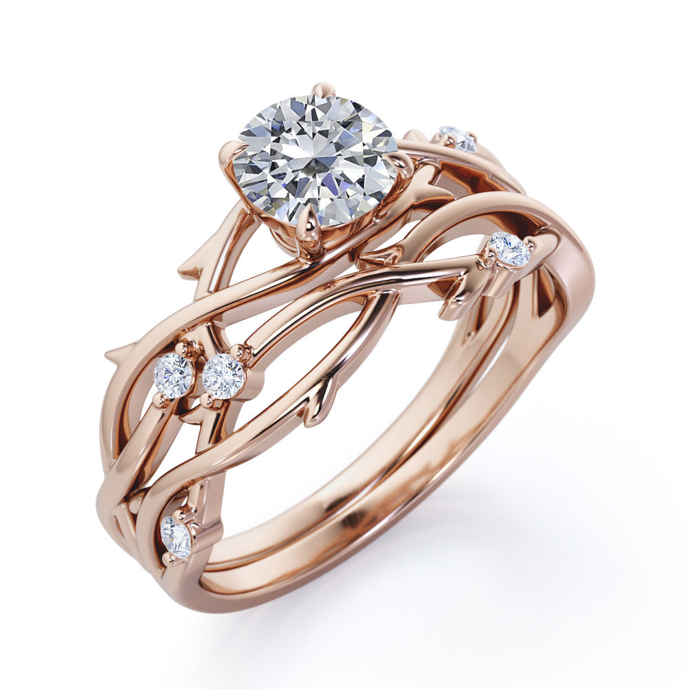 Twisted Twig 0.55 ct Round Moissanite Bridal Set