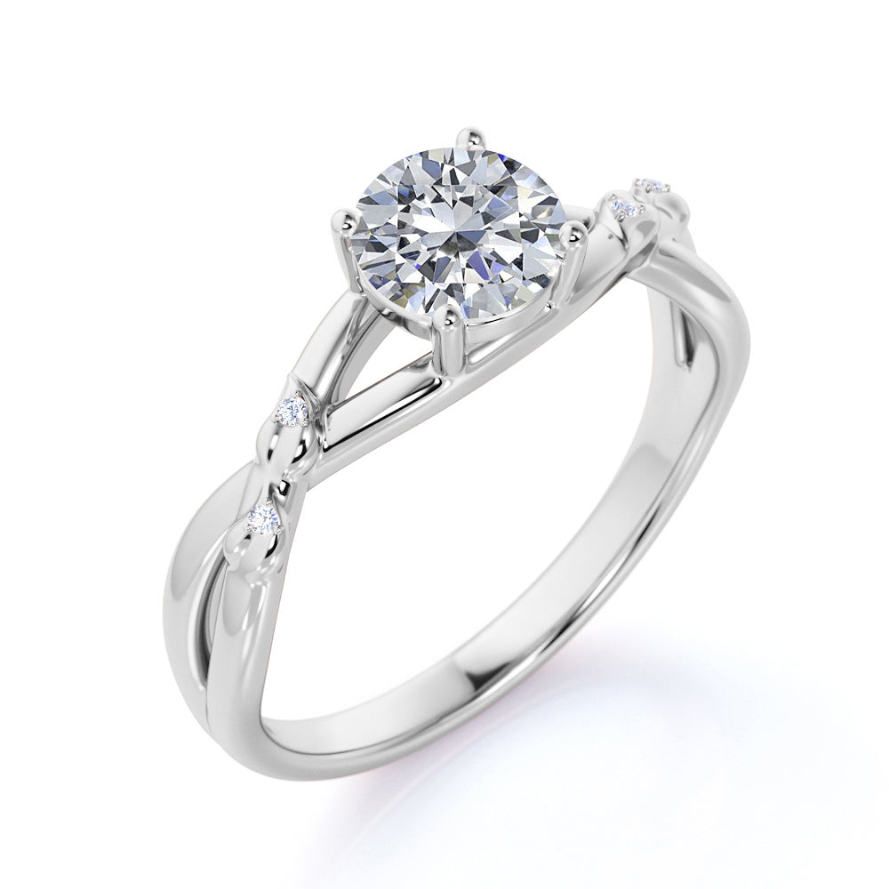 Certified 1.1 CT Round Lab Diamond - Infinity Engagement Ring
