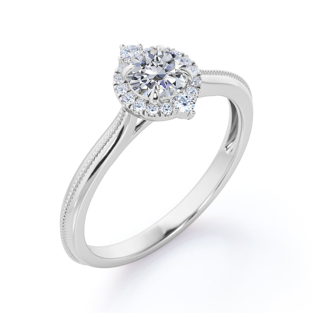 Certified 1.25 CT Round Lab Diamond Modern Halo Engagement ring