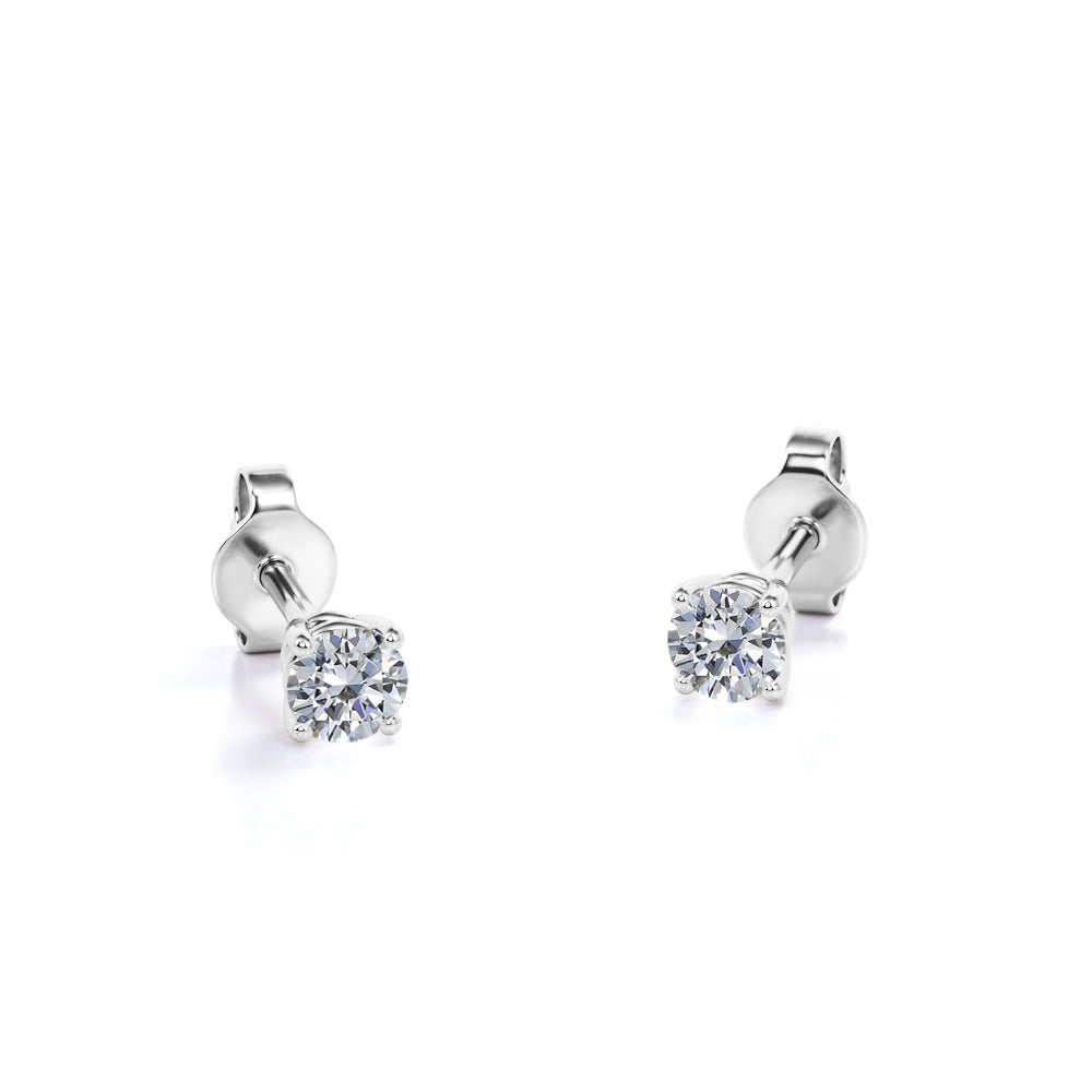 JeenMata 4 Prong 0.5 Carat Round Shaped Moissanite Solitaire Stud Earrings in 18k Rose Gold Plating for Women