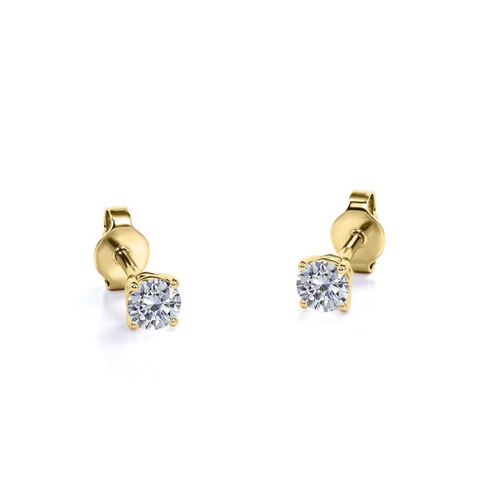 JeenMata 4 Prong 0.5 Carat Round Shaped Moissanite Solitaire Stud Earrings in 18k Rose Gold Plating for Women