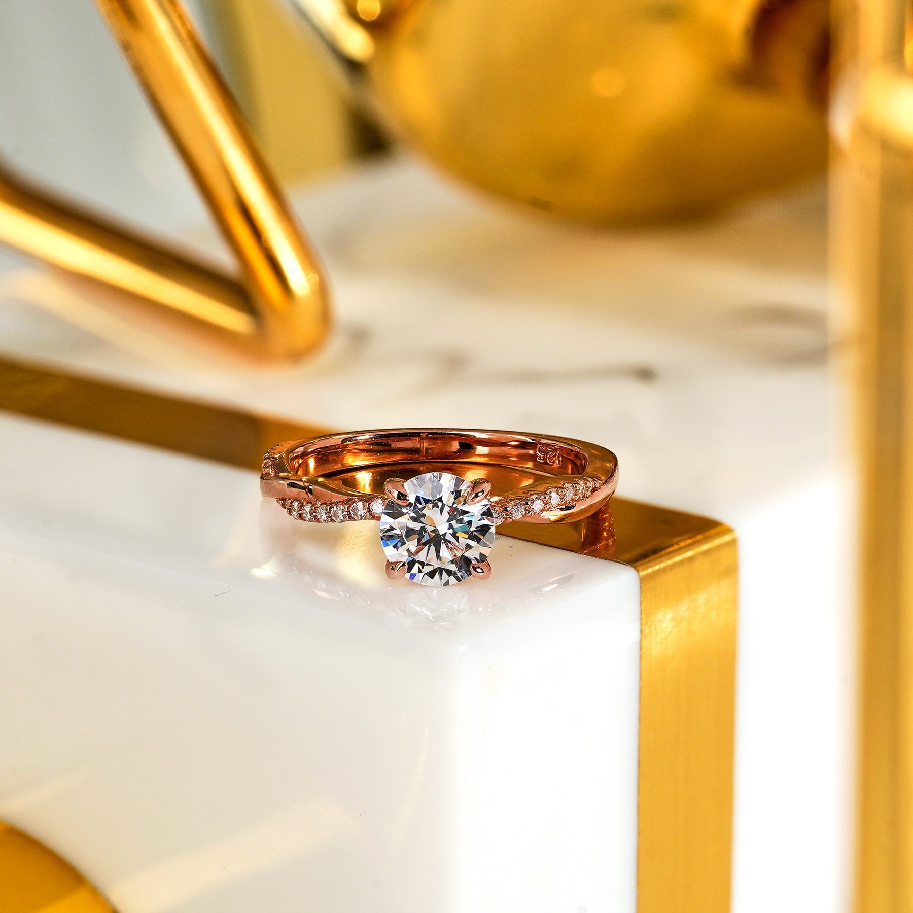 1.25 Carat Round Cut Moissanite Infinity Engagement Ring