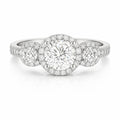 JeenMata 2.25 Carat Round Brilliant Cut Moissanite - Three Stone Engagement Rings in 18K White Gold Plating for Women
