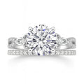 JeenMata 2.5 Carat Round Brilliant Cut Moissanite - Infinity Bridal Ring Set in 18K White Gold Plating for Women