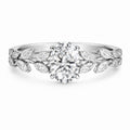 JeenMata 3.25 Carat Oval Cut Moissanite Vintage Style Leaf Vine Engagement Ring in 18K White Gold Plated for Women