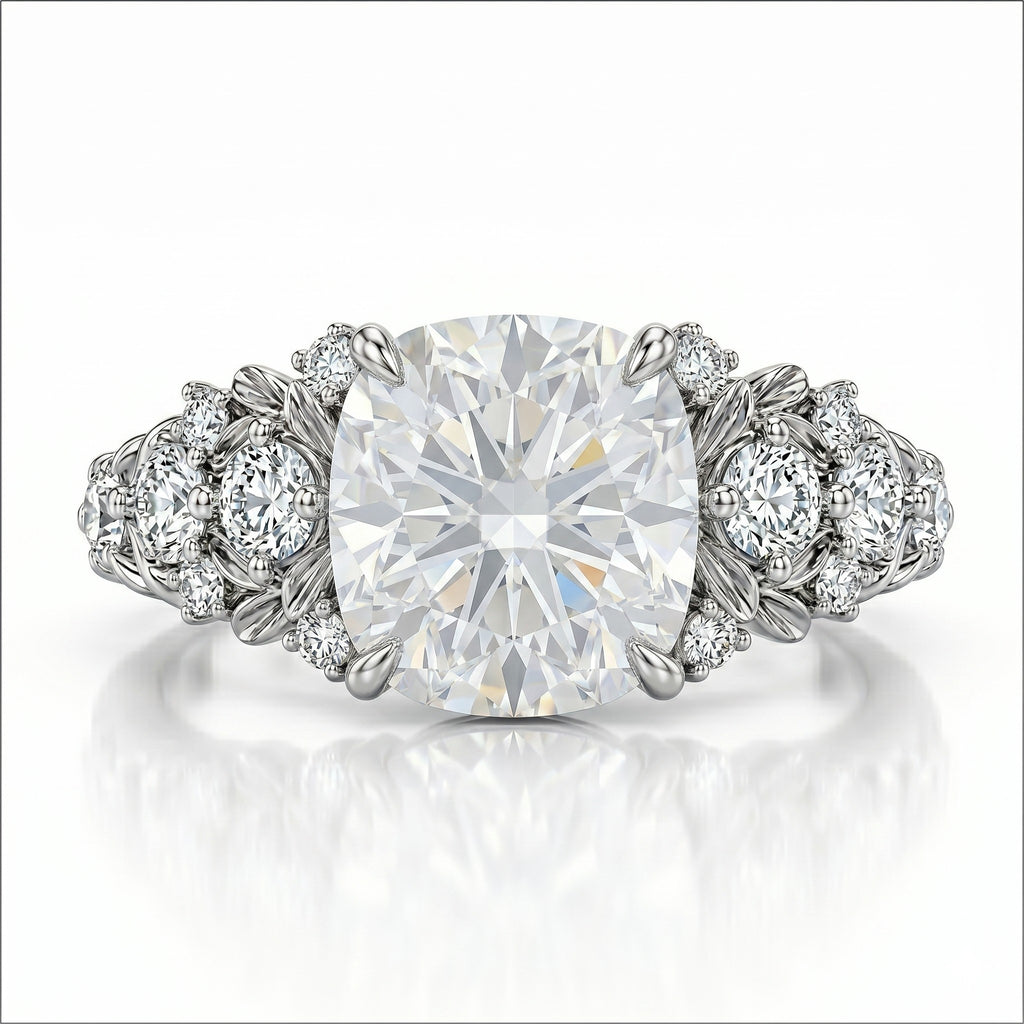 JeenMata 2.5 Carat Moissanite - Multi-Stone Engagement Ring in 18K White Gold Plating for Women