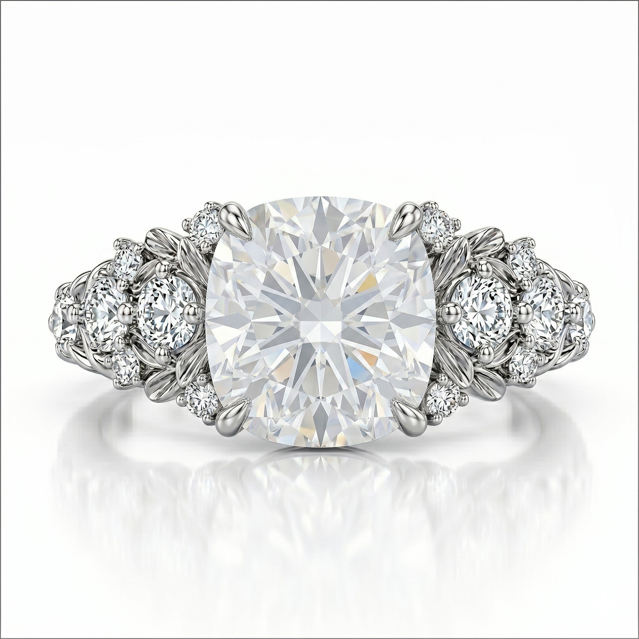 JeenMata 2.5 Carat Moissanite - Multi-Stone Engagement Ring in 18K White Gold Plating for Women