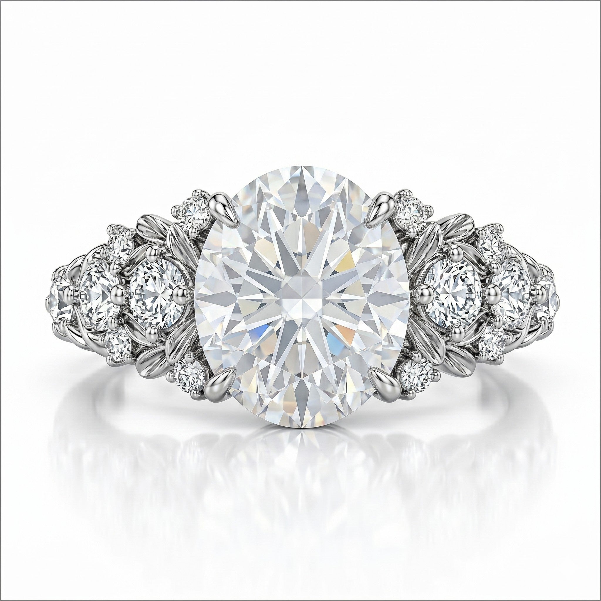 JeenMata 2.5 Carat Moissanite - Multi-Stone Engagement Ring in 18K White Gold Plating for Women