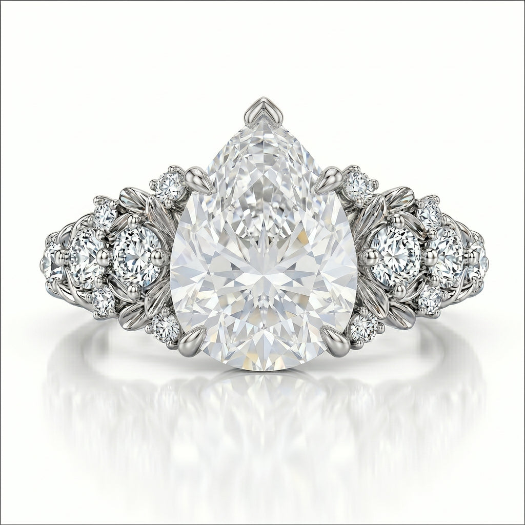 JeenMata 2.5 Carat Moissanite - Multi-Stone Engagement Ring in 18K White Gold Plating for Women