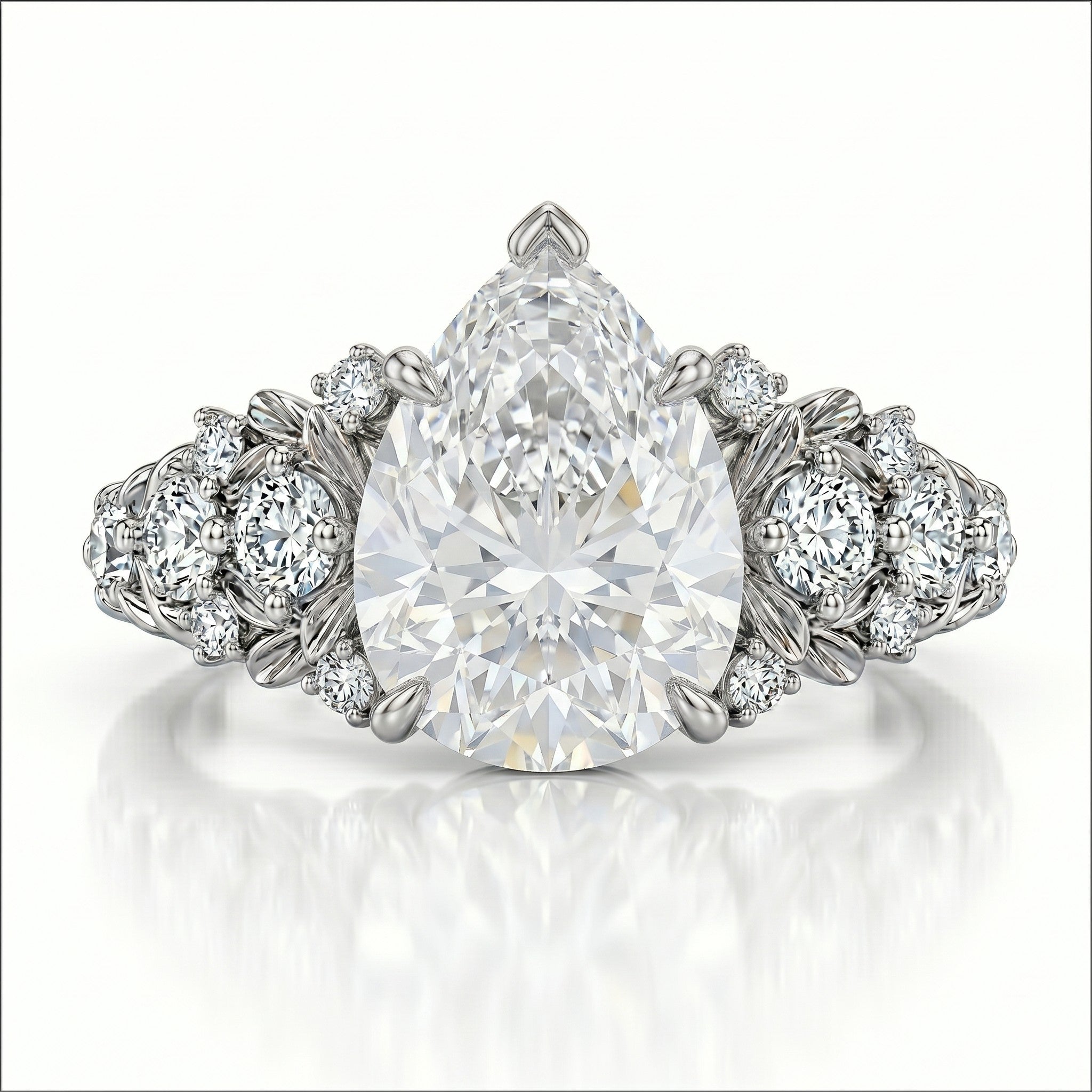 JeenMata 2.5 Carat Moissanite - Multi-Stone Engagement Ring in 18K White Gold Plating for Women