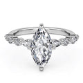 JeenMata 2.50 Carat Marquise Cut Moissanite Engagement Ring for Her, Solitaire Marquise Ring with Round & Marquise Side Stones in 18K White Gold Plating for Women