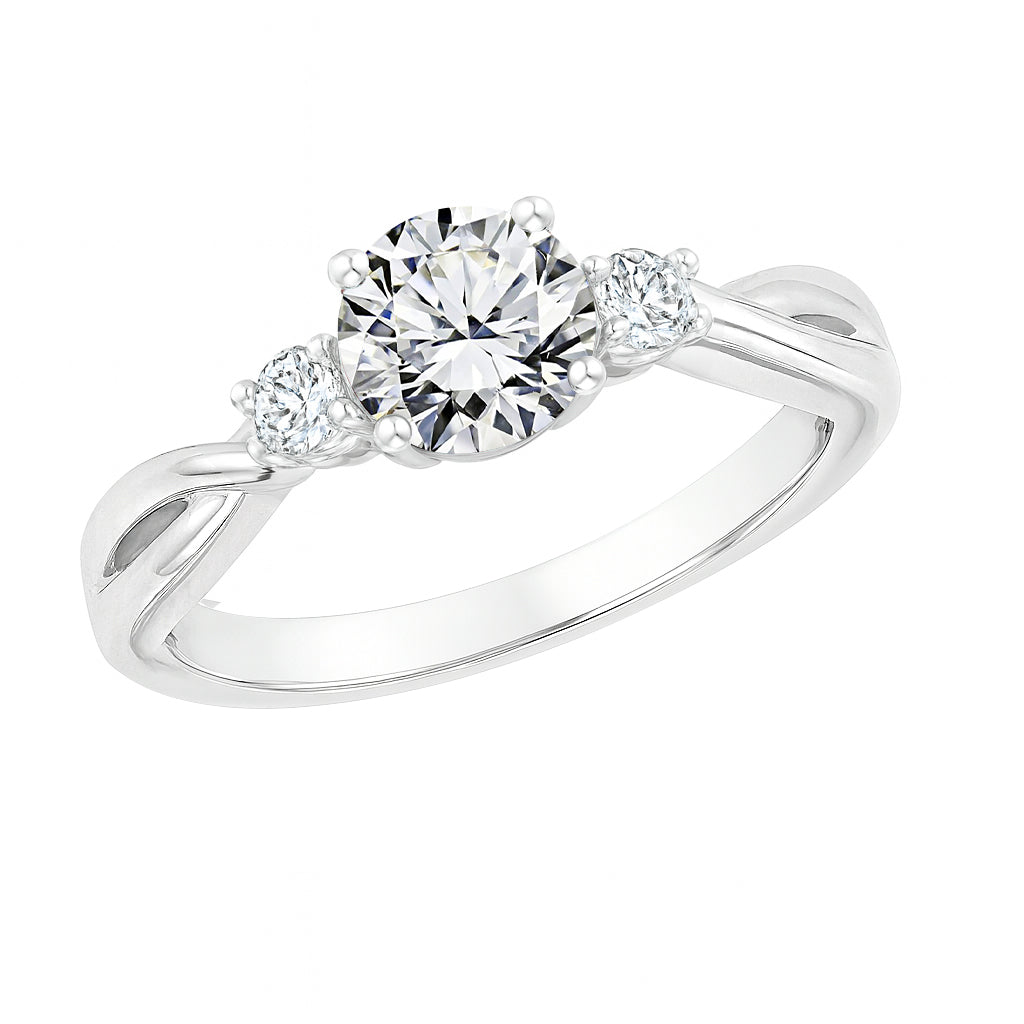 Certified 1.10 Ct Round Lab Diamond Three-Stone Twisted Engagement Ring
