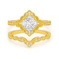 1.35 Ct Princess Cut Moissanite Vintage Bridal Set