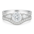 1.45 Ct Round Shape Moissanite Pave Bridal Set
