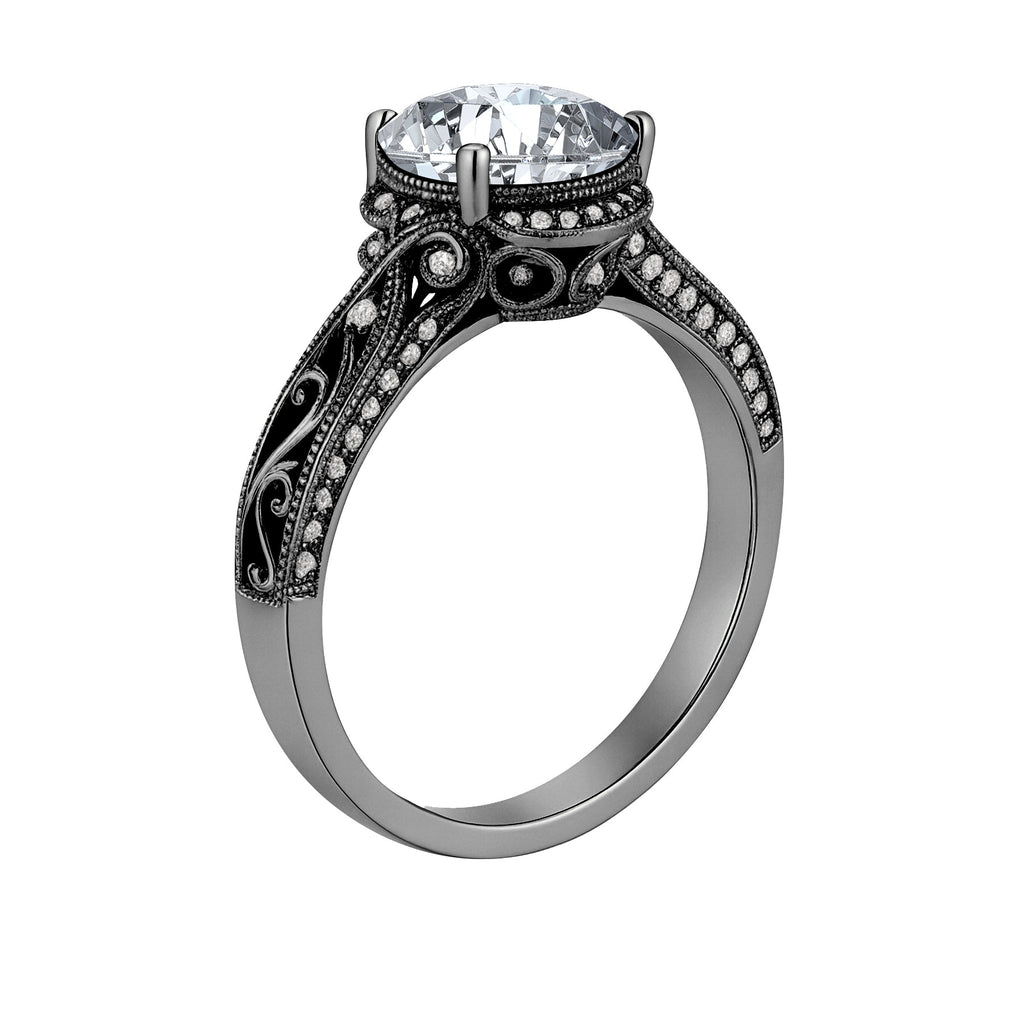 Certified 1.25 Ct Round Lab Diamond Vintage Engagement Ring