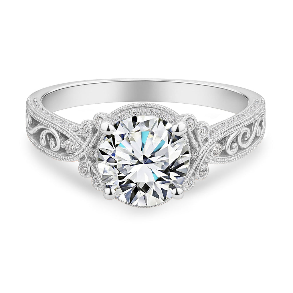 Certified 1.25 Ct Round Lab Diamond Vintage Engagement Ring