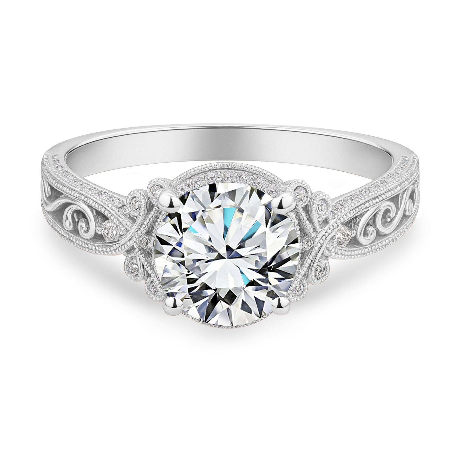 Certified 1.25 Ct Round Lab Diamond Vintage Engagement Ring