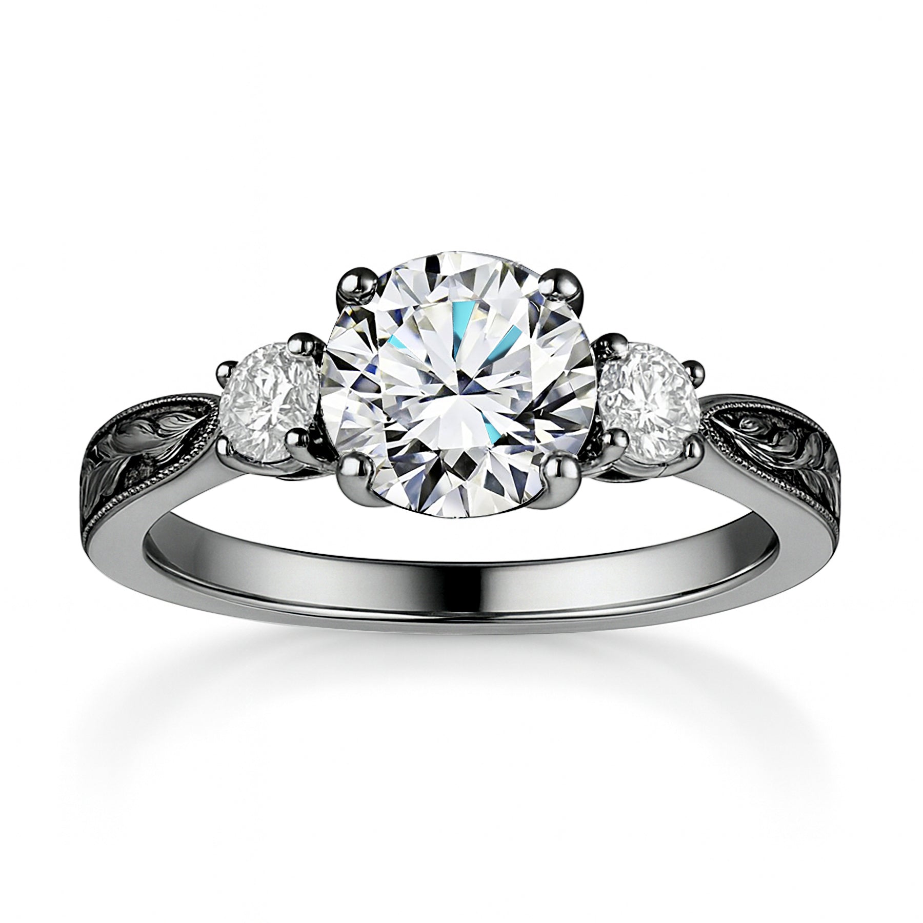 Certified 1.20 Ct Round Lab Diamond Three Stone Engagement Ring