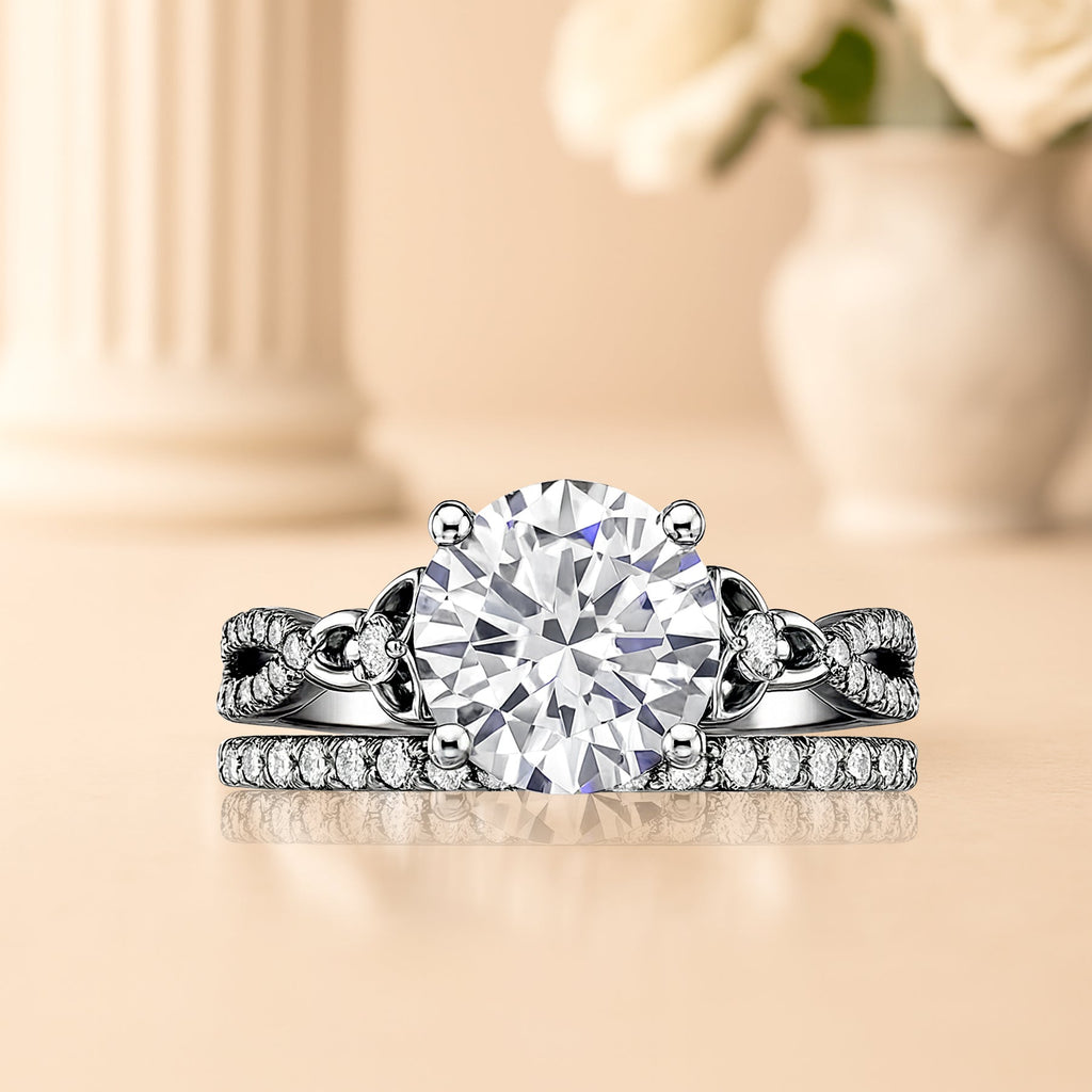 Certified 1.20 Ct  Round Lab Diamond Twist Infinity Bridal Set