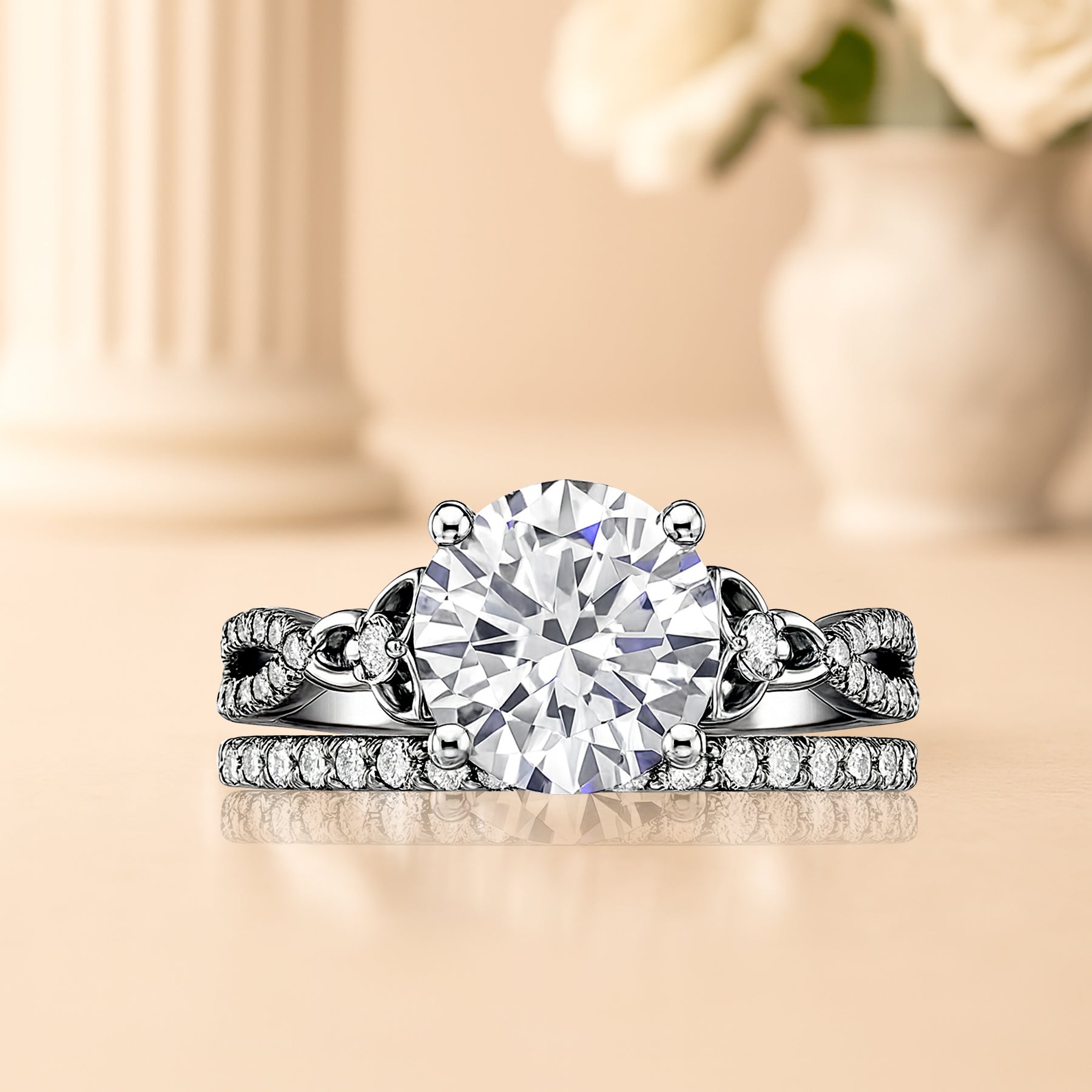 Certified 1.20 Ct  Round Lab Diamond Twist Infinity Bridal Set