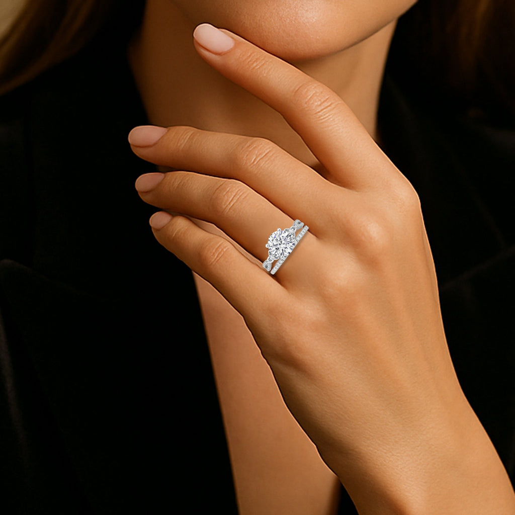 Certified 1.20 Ct  Round Lab Diamond Twist Infinity Bridal Set