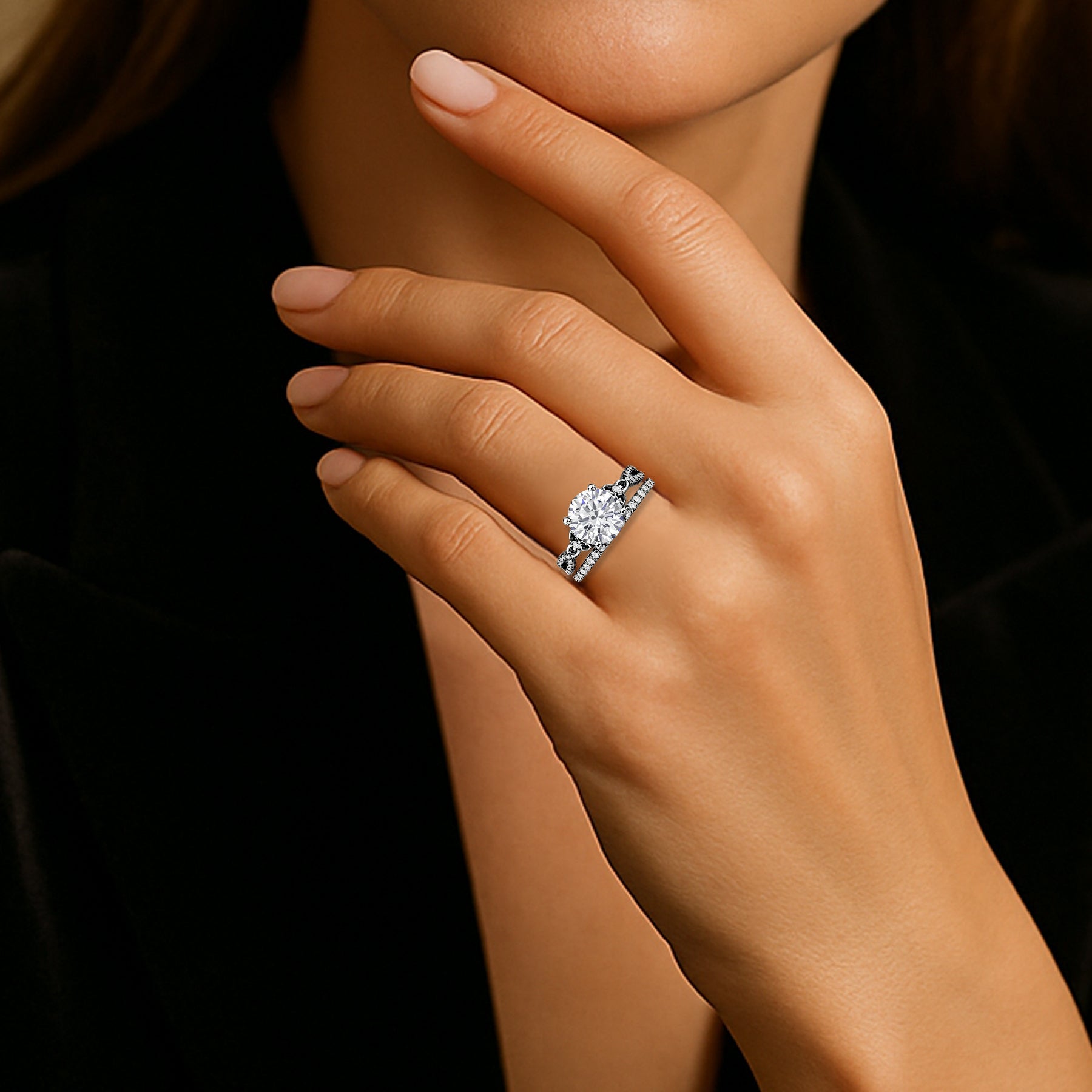 Certified 1.20 Ct  Round Lab Diamond Twist Infinity Bridal Set