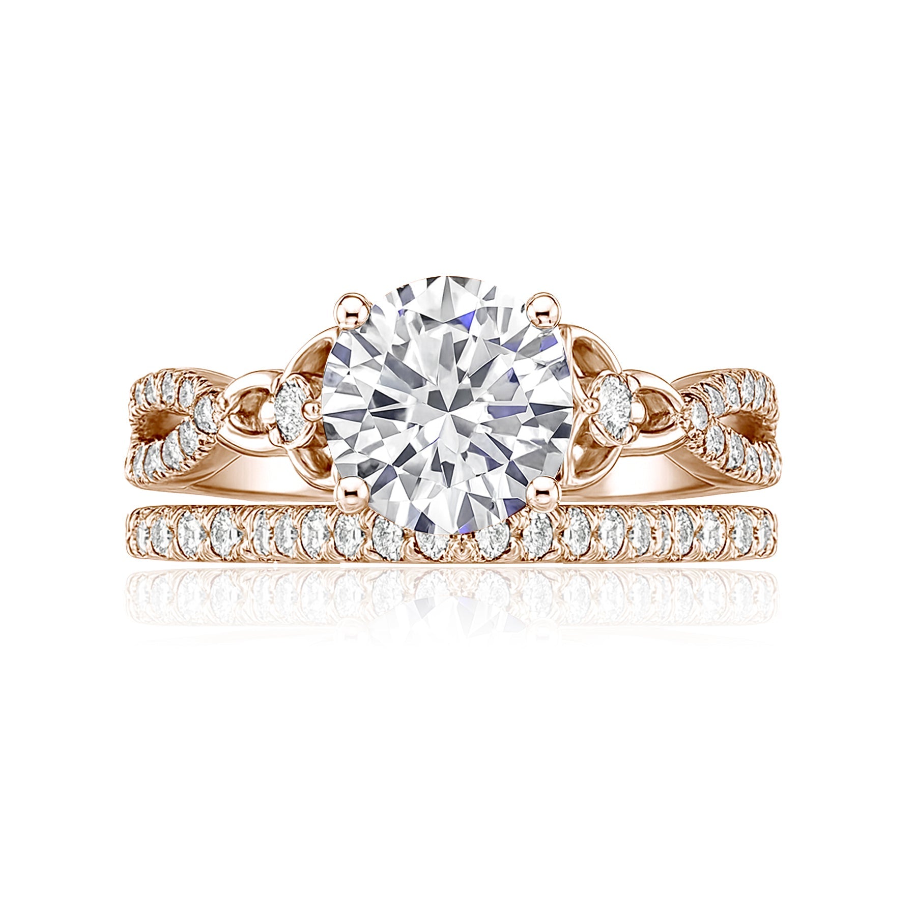 Certified 1.20 Ct  Round Lab Diamond Twist Infinity Bridal Set