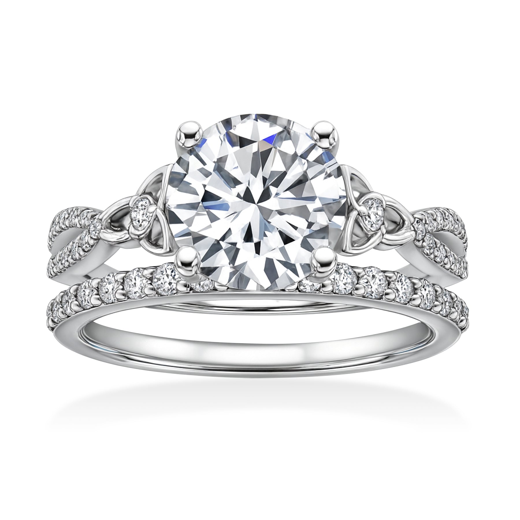 Certified 1.20 Ct  Round Lab Diamond Twist Infinity Bridal Set