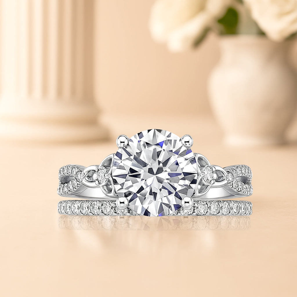 Certified 1.20 Ct  Round Lab Diamond Twist Infinity Bridal Set