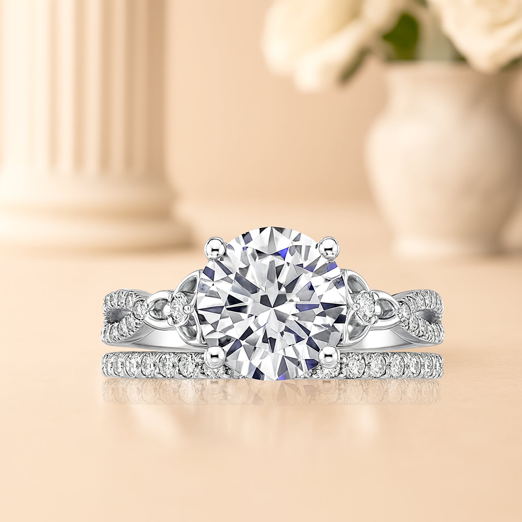 Certified 1.20 Ct  Round Lab Diamond Twist Infinity Bridal Set