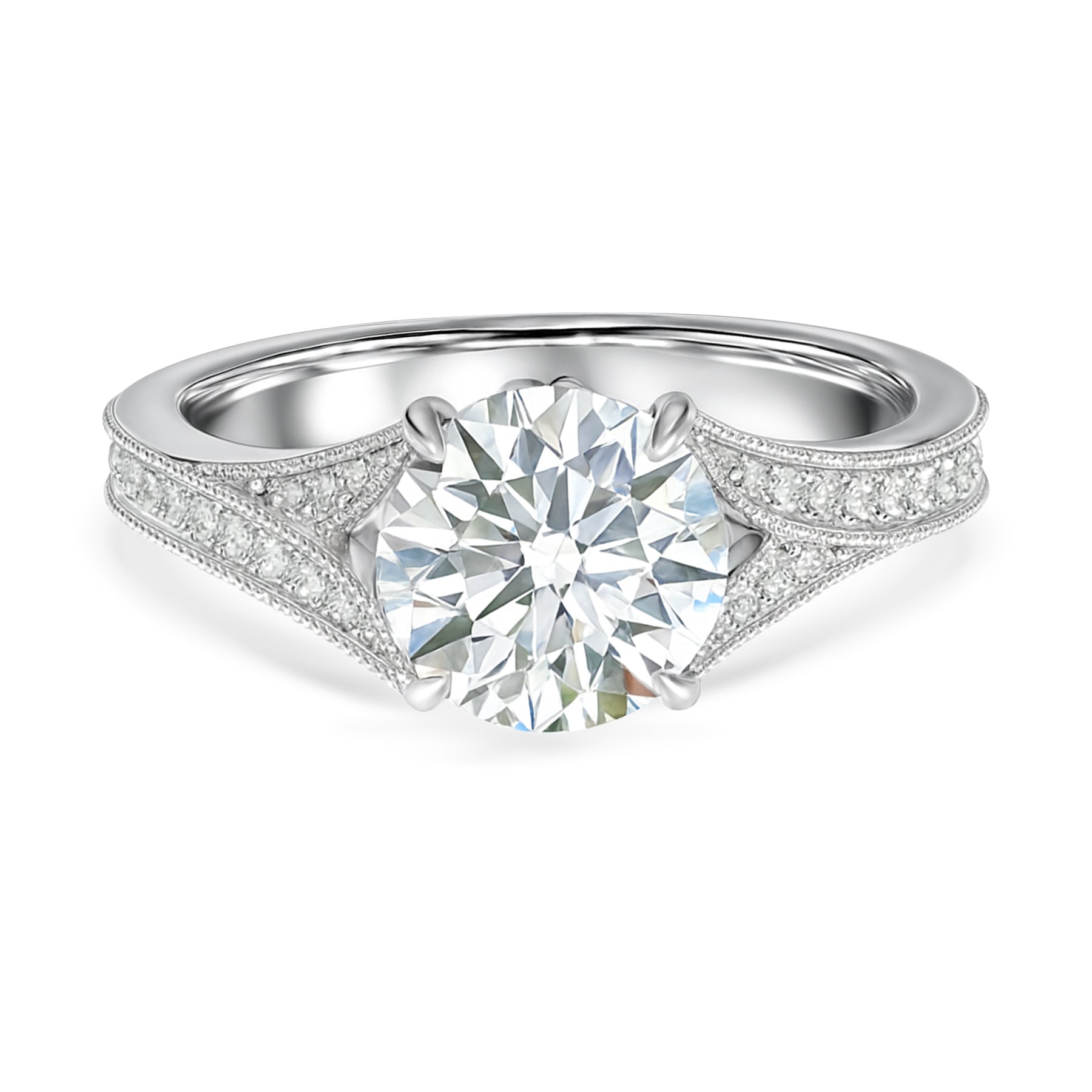 Certified 1.10 Ct Round Lab Diamond  Vintage Engagement Ring
