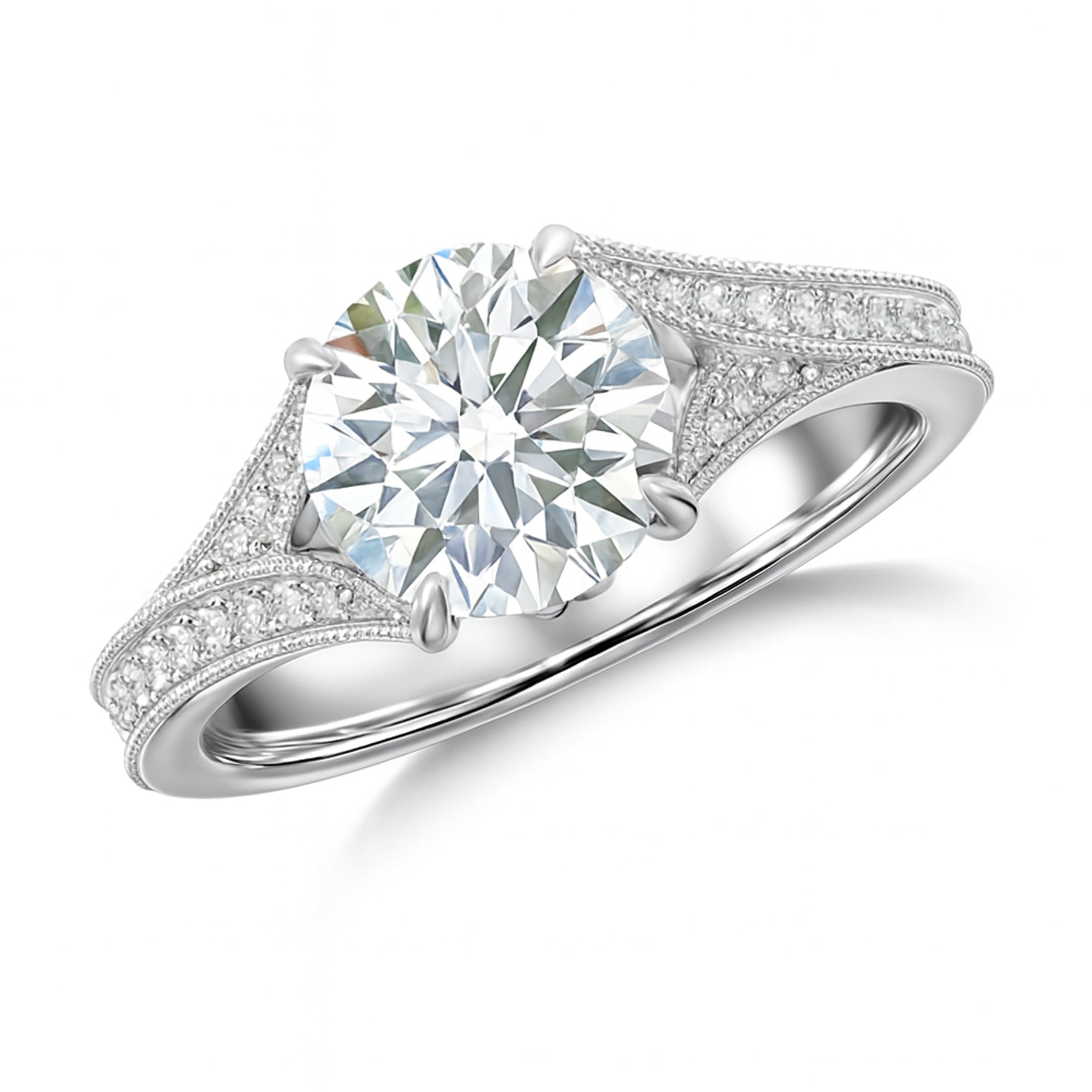 Certified 1.10 Ct Round Lab Diamond  Vintage Engagement Ring