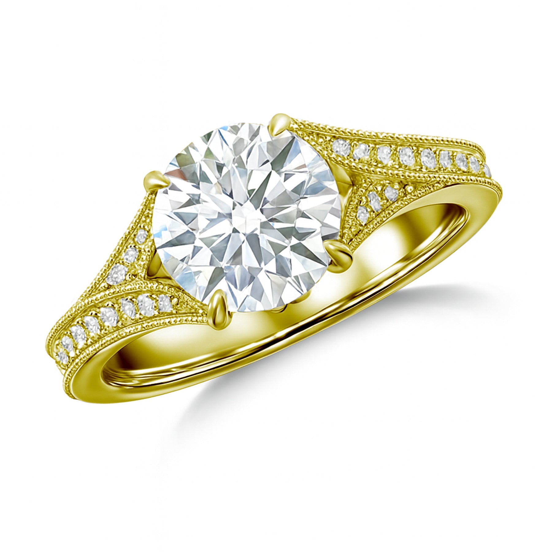 Certified 1.10 Ct Round Lab Diamond  Vintage Engagement Ring