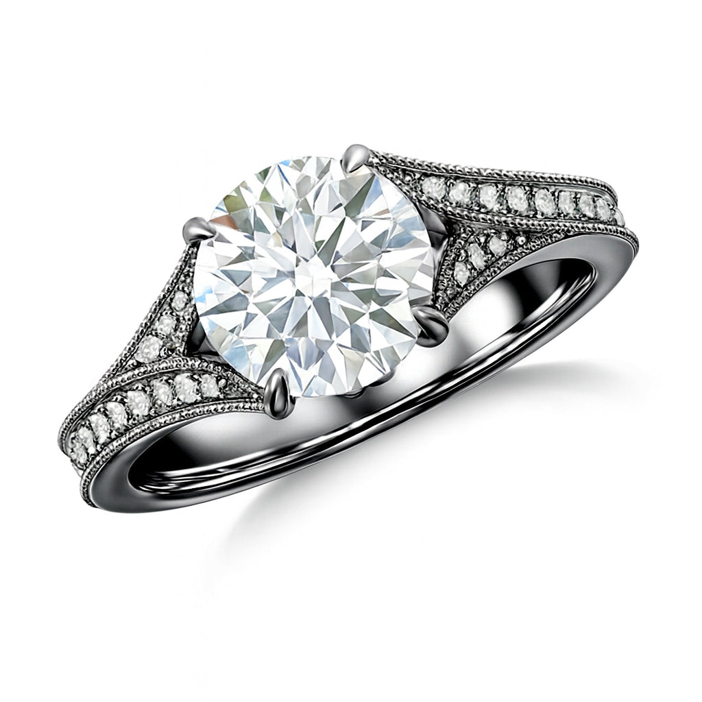 Certified 1.10 Ct Round Lab Diamond  Vintage Engagement Ring