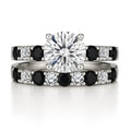 Certified 1.30 Ct Round Lab Diamond & Black Diamond  Two-Tone Bridal Set