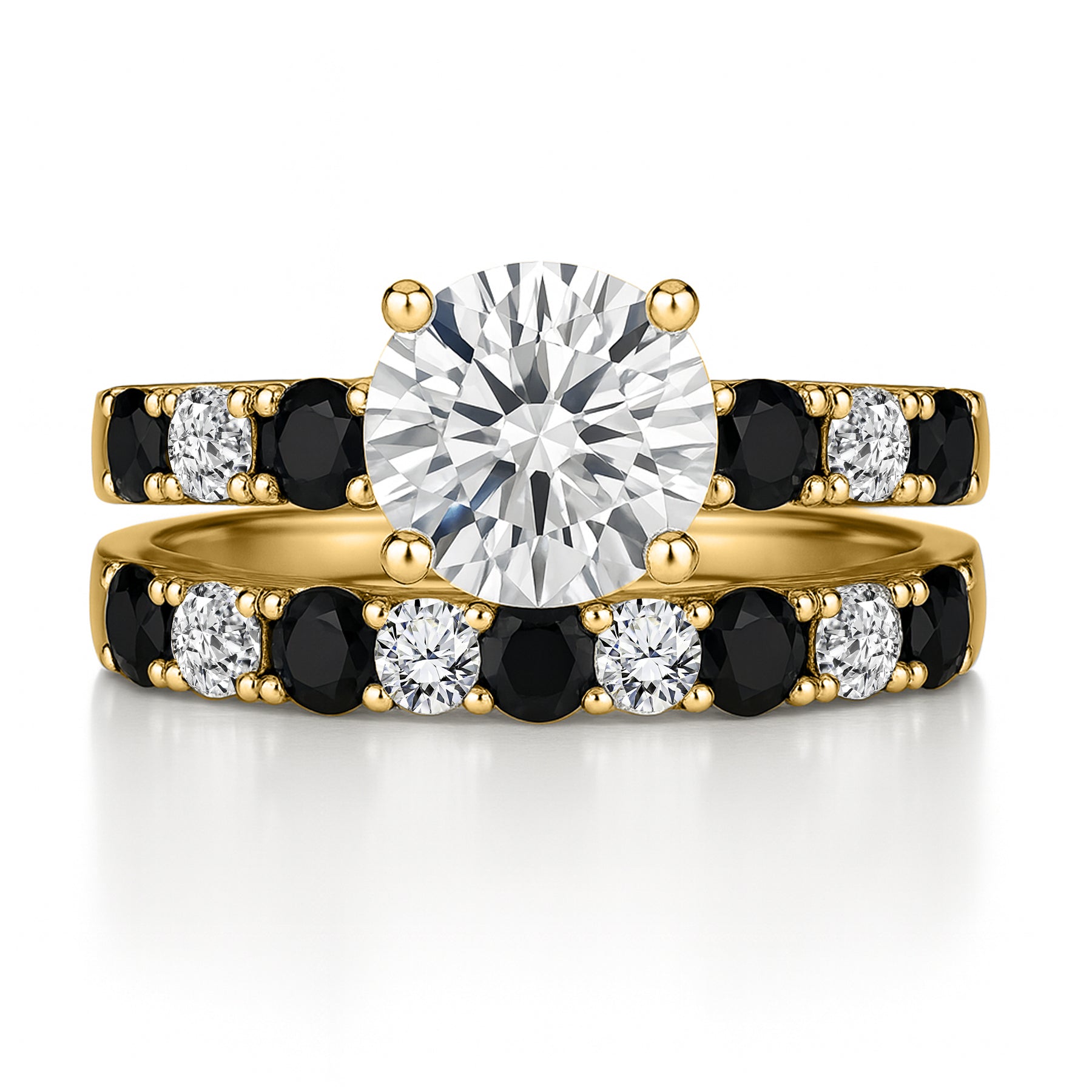 Certified 1.30 Ct Round Lab Diamond & Black Diamond  Two-Tone Bridal Set