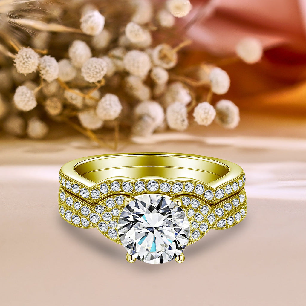 Certified 1.25 Ct Round Lab Diamond  Pavé Twist  Bridal Set