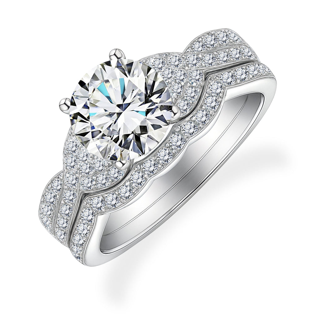 Certified 1.25 Ct Round Lab Diamond  Pavé Twist  Bridal Set