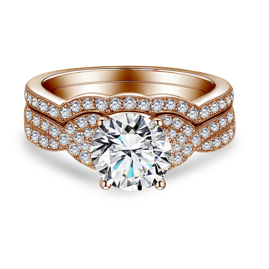 Certified 1.25 Ct Round Lab Diamond  Pavé Twist  Bridal Set